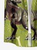 Tropical Leaf Dinosaur Print Hawaii Button Pocket Shirt For Men -  