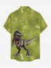 Tropical Leaf Dinosaur Print Hawaii Button Pocket Shirt For Men -  