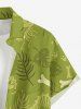 Tropical Leaf Dinosaur Print Hawaii Button Pocket Shirt For Men -  