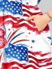 Plus Size Patriotic American Flag Fireworks Hibiscus Flowers Print Split Midi Dress -  