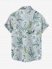 Plus Size Flowers Leaf Print Buttons Pocket Hawaii Shirt For Men - Bleu-gris XL