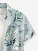 Plus Size Flowers Leaf Print Buttons Pocket Hawaii Shirt For Men - Bleu-gris XL