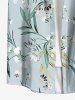 Plus Size Flowers Leaf Print Buttons Pocket Hawaii Shirt For Men - Bleu-gris XL