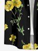 Plus Size Flowers Leaf Print Buttons Pocket Hawaii Shirt For Men - Noir XL