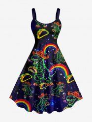 Dinosaur Rainbow Hot Dog Heart Galaxy Print Hawaii Tank Dress -  