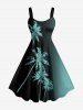 Coconut Tree Ombre Print Matching Hawaii Beach Outfit For Couples - Turquoise Foncée 