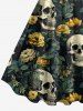 Skulls Flowers Leaf Print Matching Hawaii Beach Outfit For Couples -  