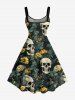 Skulls Flowers Leaf Print Matching Hawaii Beach Outfit For Couples -  