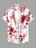 Rose Flowers Leaf Print Plus Size Matching Hawaii Beach Outfit For Couples - Rouge 