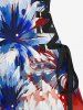 Patriotic American Flag Flowers Paint Splatter Print Matching Outfit For Couples - Rouge 