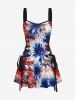 Patriotic American Flag Flowers Paint Splatter Print Matching Outfit For Couples - Rouge 