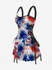 Patriotic American Flag Flowers Paint Splatter Print Matching Outfit For Couples - Rouge 