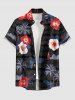 Coconut Tree Hibiscus Flower Print Plus Size Matching Hawaii Beach Outfit For Couples -  