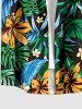 Plus Size Flower Tropical Leaf Print Buttons Pocket Hawaii Shirt For Men - Vert profond XL
