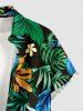 Plus Size Flower Tropical Leaf Print Buttons Pocket Hawaii Shirt For Men - Vert profond XL