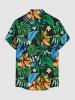 Plus Size Flower Tropical Leaf Print Buttons Pocket Hawaii Shirt For Men - Vert profond XL