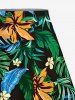 Plus Size Flower Tropical Leaf Print Split Hawaii Skirt - Vert profond 2X
