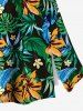 Plus Size Flower Tropical Leaf Print Split Hawaii Skirt - Vert profond 2X