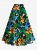 Plus Size Flower Tropical Leaf Print Split Hawaii Skirt - Vert profond 2X
