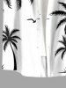 Coconut Tree Sun Print Buttons Pocket Hawaii Shirt For Men - Blanc M