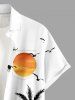 Coconut Tree Sun Print Buttons Pocket Hawaii Shirt For Men - Blanc M
