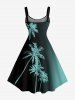 Plus Size Coconut Tree Ombre Print Hawaii Tank Dress - Turquoise Foncée 2X