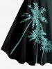 Plus Size Coconut Tree Ombre Print Hawaii Tank Dress - Turquoise Foncée 2X