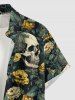 Skulls Flowers Leaf Print Buttons Pocket Hawaii Shirt For Men -  XL