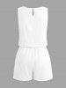 Plus Size Coconut Tree Sun Print Cinched Hawaii Romper - Blanc XXS