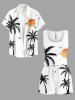 Plus Size Coconut Tree Sun Print Cinched Hawaii Romper - Blanc XXS