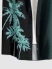 Coconut Tree Ombre Print Buttons Pocket Hawaii Shirt For Men - Turquoise Foncée XL