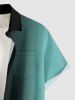 Coconut Tree Ombre Print Buttons Pocket Hawaii Shirt For Men - Turquoise Foncée XL