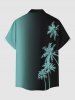 Coconut Tree Ombre Print Buttons Pocket Hawaii Shirt For Men - Turquoise Foncée XL