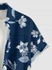 Flowers Leaf Print Buttons Pocket Hawaii Shirt For Men - Cadetblue 5XL