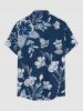 Flowers Leaf Print Buttons Pocket Hawaii Shirt For Men - Cadetblue 5XL