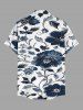 Flowers Leaf Print Buttons Pocket Hawaii Shirt For Men -  