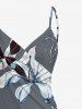 Flowers Leaf Print Convertible Hawaii Beach Cover - Gris 5X