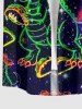Plus Size Dinosaur Rainbow Hot Dog Heart Galaxy Print Buttons Pocket Hawaii Shirt For Men -  
