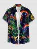 Plus Size Dinosaur Rainbow Hot Dog Heart Galaxy Print Buttons Pocket Hawaii Shirt For Men -  