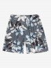 Flower Leaf Print Hawaii Beach Shorts For Men -  