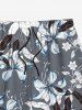 Flower Leaf Print Hawaii Beach Shorts For Men -  