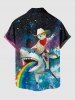 Shark Rainbow Cat Sea Galaxy Print Hawaii Button Pocket Shirt For Men -  