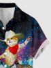 Shark Rainbow Cat Sea Galaxy Print Hawaii Button Pocket Shirt For Men -  
