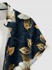 Chemise hawaïenne à imprimé floral et feuilles grande taille avec poche boutonnée pour homme - Bleu profond 2XL