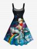 Plus Size Shark Rainbow Cat Sea Galaxy Print Hawaii A Line Dress -  