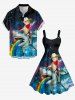 Plus Size Shark Rainbow Cat Sea Galaxy Print Hawaii A Line Dress -  