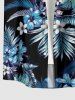 Tropical Leaf Hibiscus Flower Print Hawaii Button Pocket Shirt For Men - Bleu 4XL