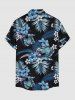 Tropical Leaf Hibiscus Flower Print Hawaii Button Pocket Shirt For Men - Bleu 4XL