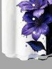 Plus Size Flower Leaf Print Hawaii Button Pocket Shirt For Men -  