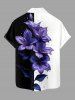 Plus Size Flower Leaf Print Hawaii Button Pocket Shirt For Men -  